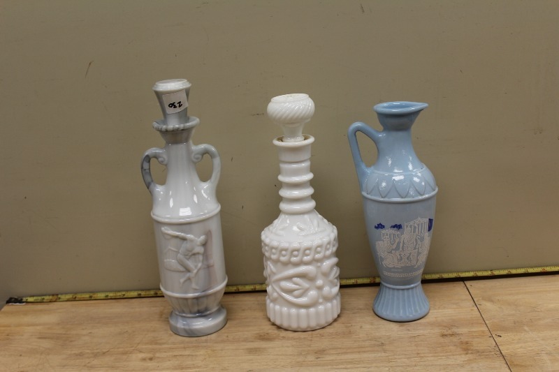 lot 230 image: Vintage Milk Glass Liquor Bottles