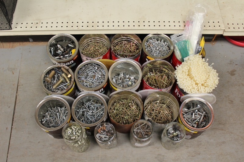 lot 279 image: Coffee Cans and Jars Full of Hardware