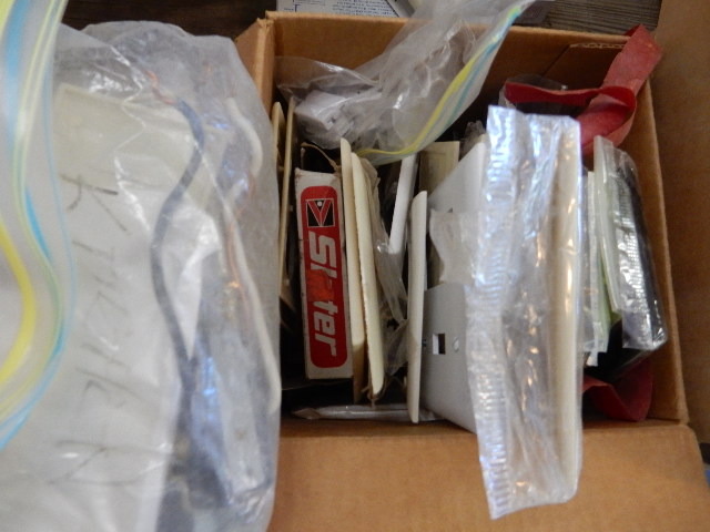 lot 51 image: Plastic and Metal electrical boxes and plate covers