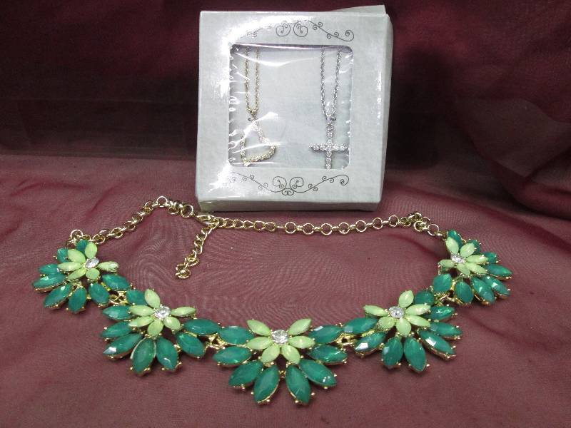 gold tone heart and silver tone cro...