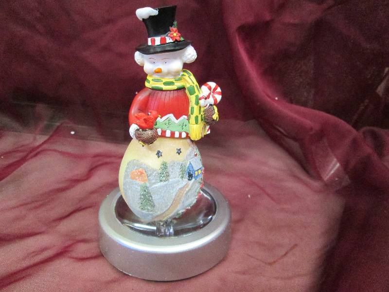 Resin Snowman with LED lighted stan...