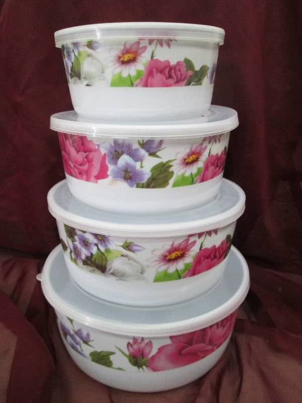 rose floral bowls with lids  Set of...