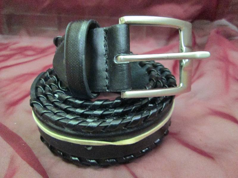 one mens black leather belt...