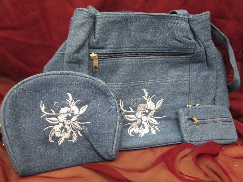 soft blue denim embroidered white f...