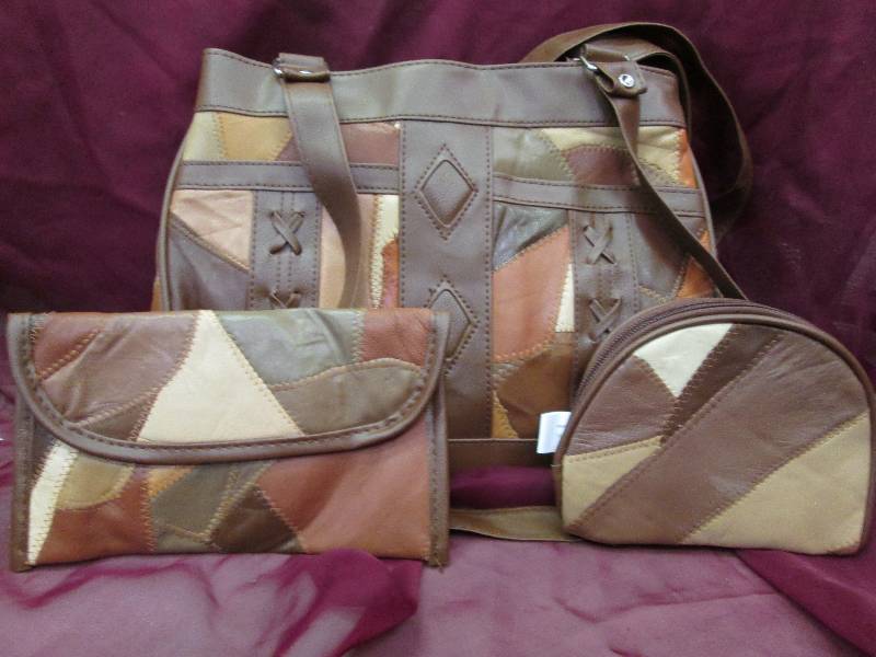 Camel Multi Color Leather Bag with ...