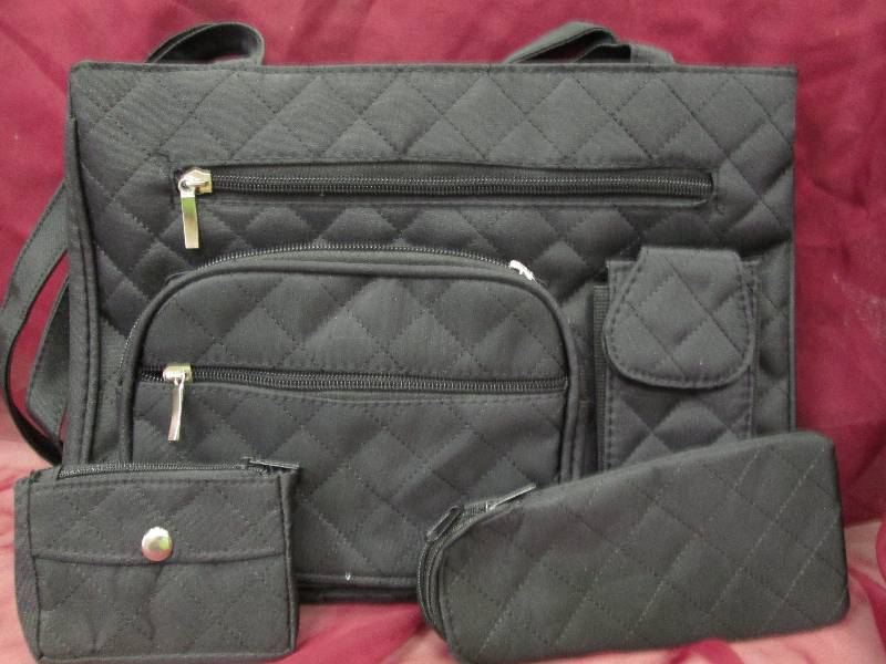 Black fabric purse with coin purse ...