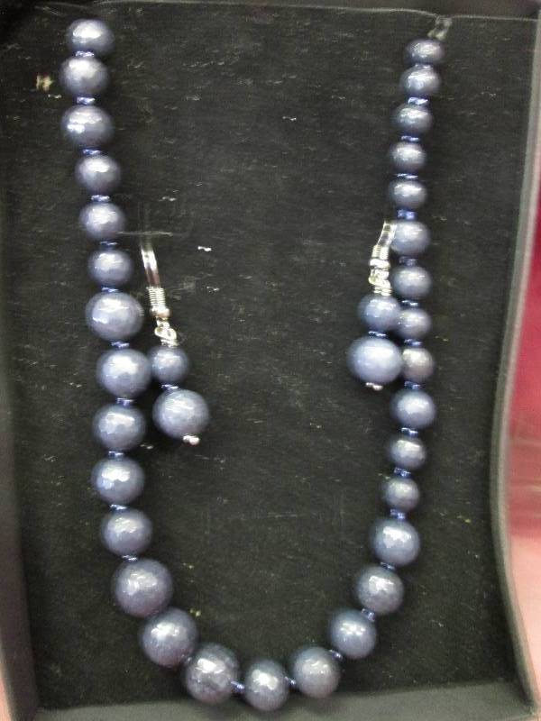 2 piece set blue bead necklace and ...