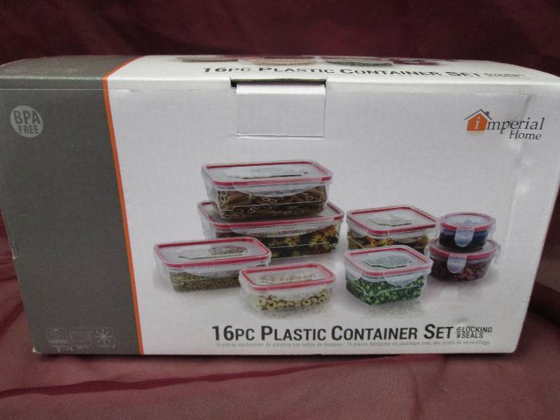 16 piece plastic container set lock...