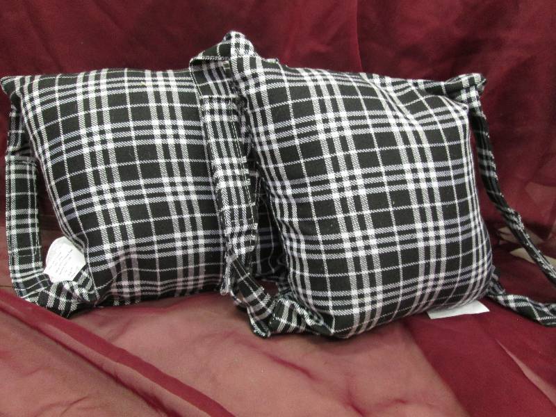 set of 2 black and white plaid neck...