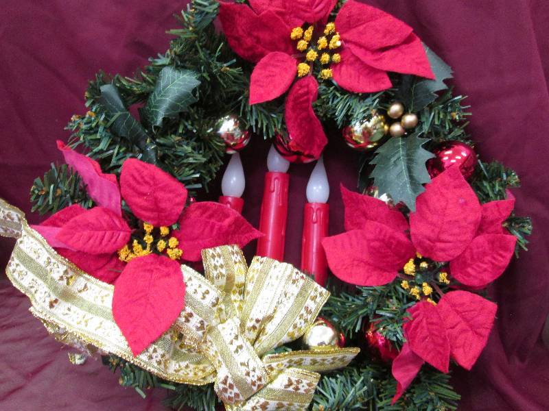 Poinsettia Wreath with Illuminated ...