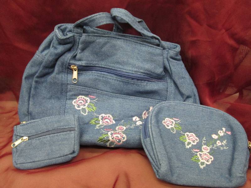 blue soft denium embroidered pink ...