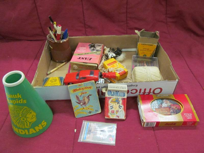 camera, pens, pencils