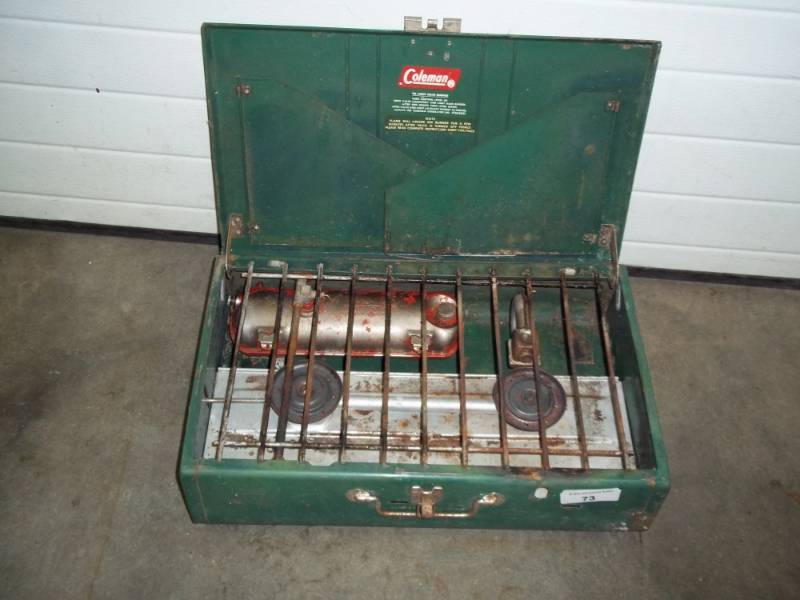 lot 73 image: 2 burner Coleman stove gas
