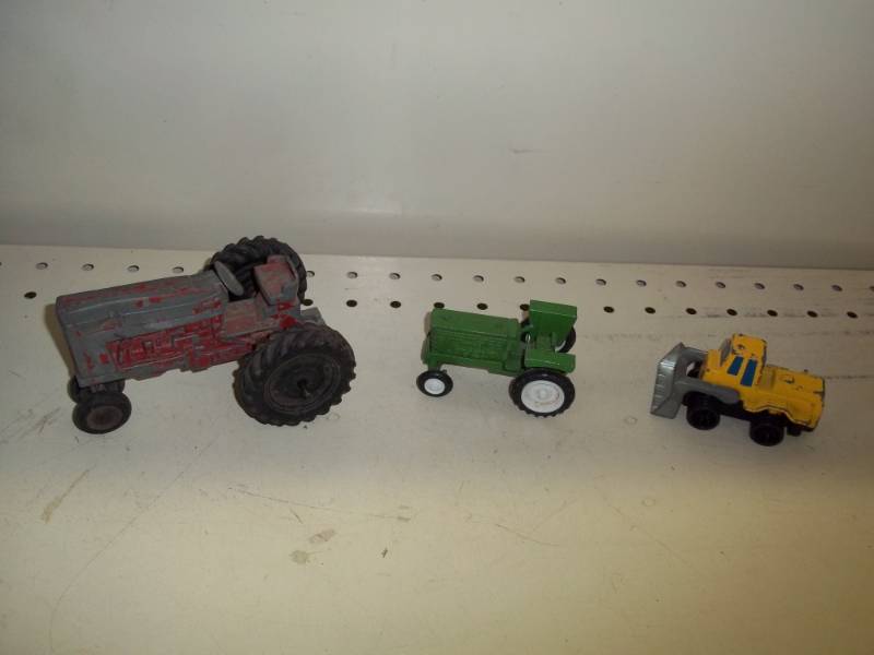 lot 97 image: Vintage toy tractor with  smaller tractor and loader