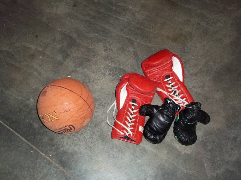 lot 216 image: Basketball and 2 pair of Boxing Gloves