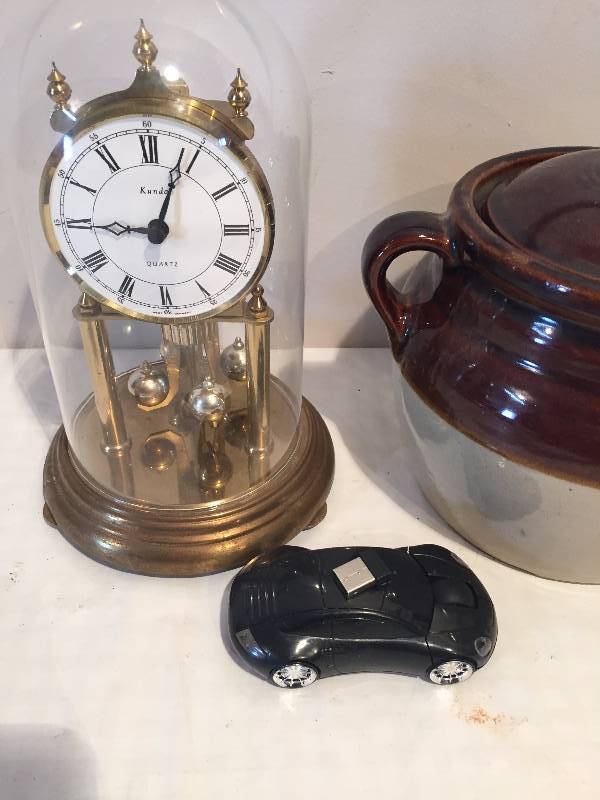 MANTEL CLOCK,COOKIE JAR, CAR COMPUTER MOUSE