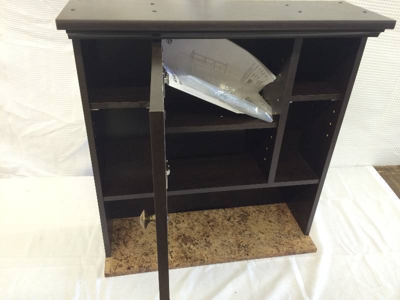wall cabinet, black with stone-look base, door, new