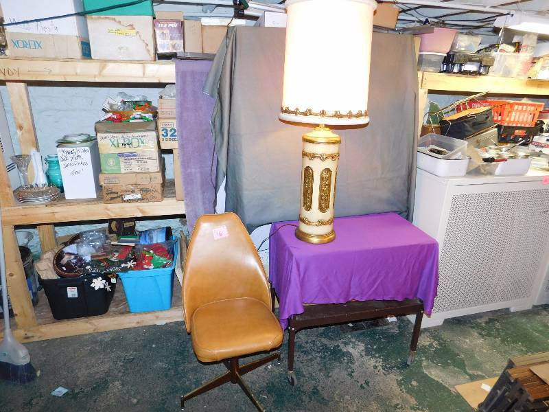 Mid century vinyl chair and lamp