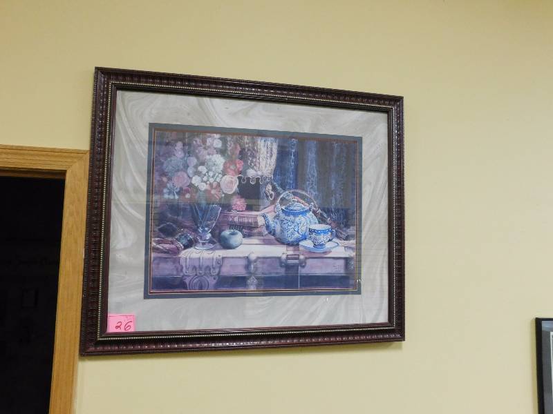 large framed floral print art
