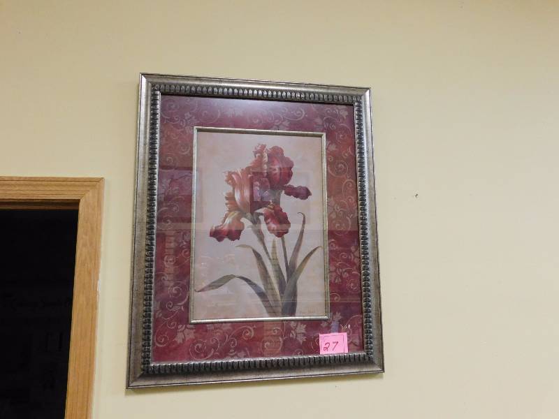 large framed floral print art great frame
