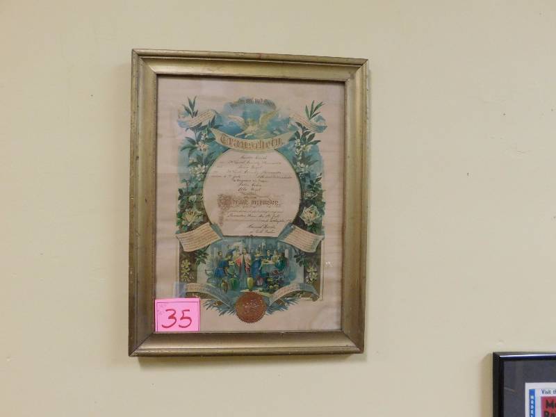 Antique 1916 German Lutheran Marriage License.