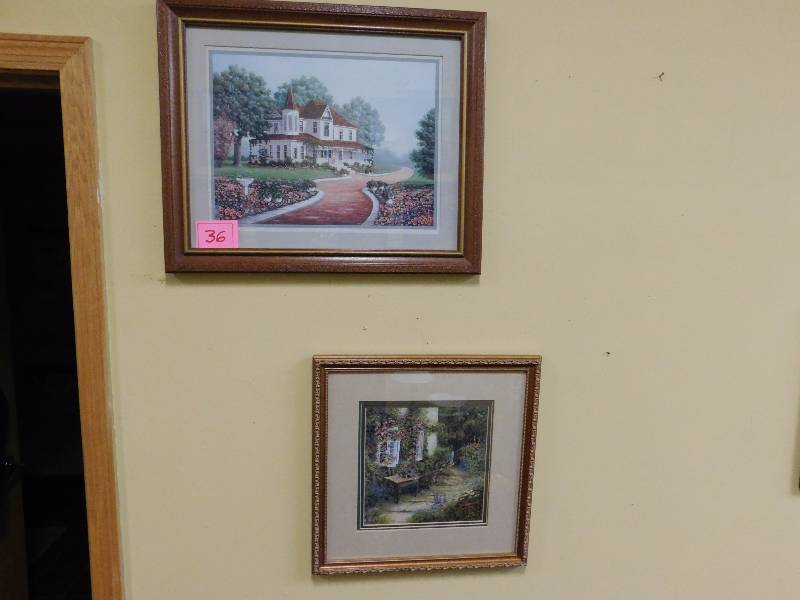 Two country themed framed prints nicely framed.