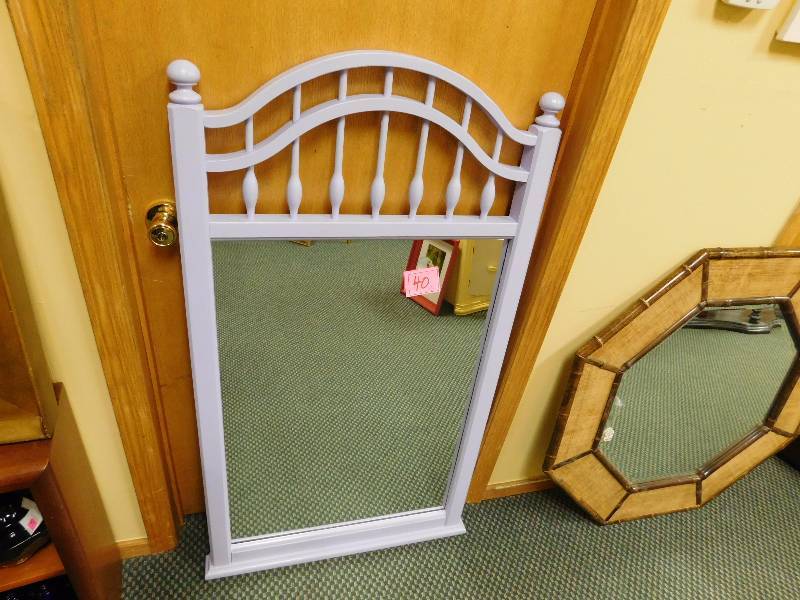 Large lavender framed mirror