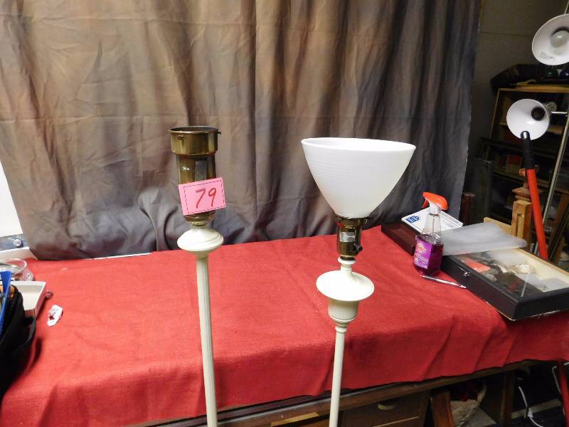 two vintage floor lamps