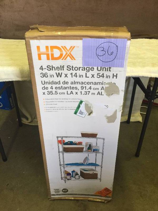 HDX 4 Shelf Storage unit 36x14x54