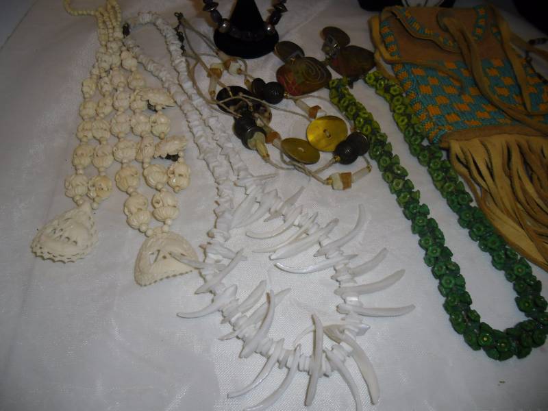 lot 17 image: Lot of Native  Jewelry    Beads, Natural Stones, Shells, Metal  and Leather