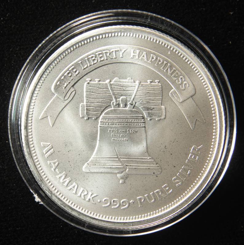 1 TROY Oz. .999 FINE SILVER ROUND A-MARK LIBERTY IN AIRTITE CAPSULE
