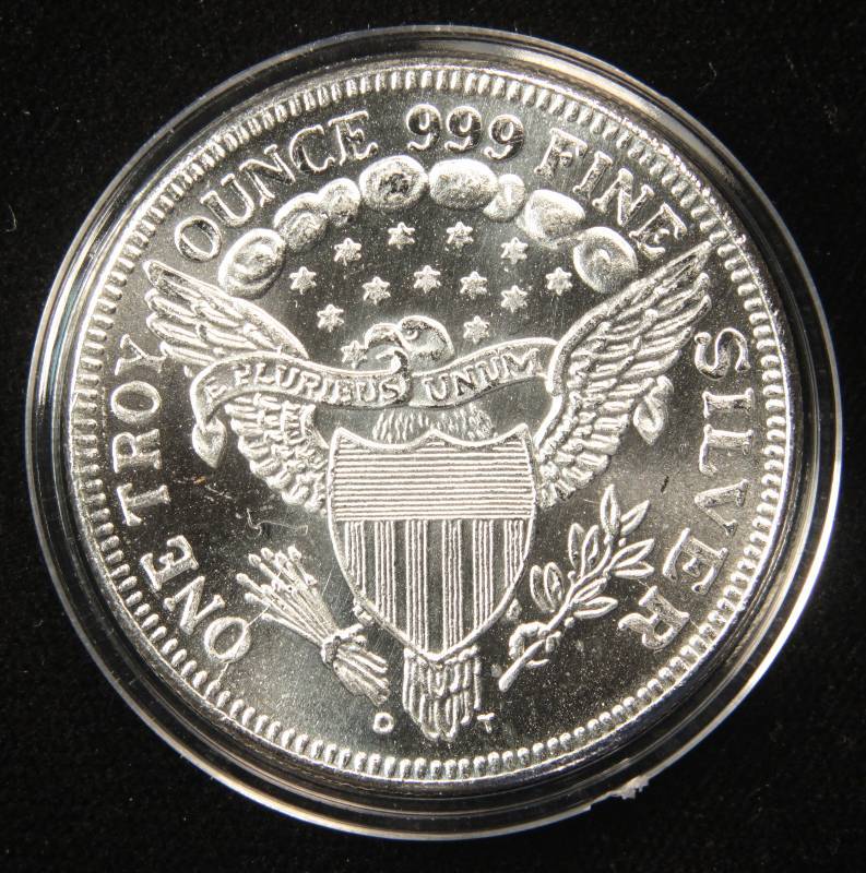 1 TROY Oz. .999 FINE SILVER ROUND DRAPED BUST STYLE IN AIRTITE HOLDER