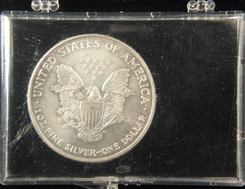 2002 1 TROY OZ. .999 FINE SILVER US SILVER EAGLE IN BLACK CASE