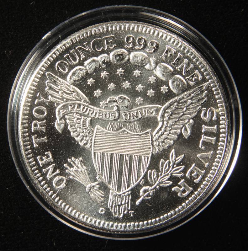 1 TROY Oz. .999 FINE SILVER ROUND DRAPED BUST IN AIRTITE HOLDER