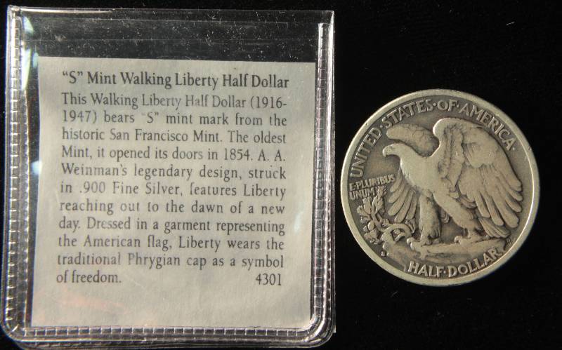 1936 S WALKING LIBERTY SILVER HALF DOLLAR VF DETAILS
