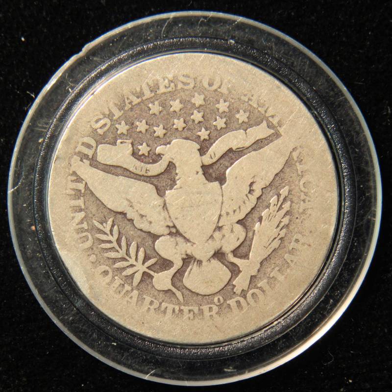 1908 O BARBER SILVER QUARTER IN AIRTITE CAPSULE