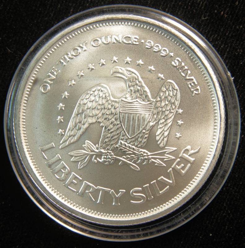 1 TROY Oz. .999 FINE SILVER ROUND A-MARK LIBERTY IN AIRTITE CAPSULE