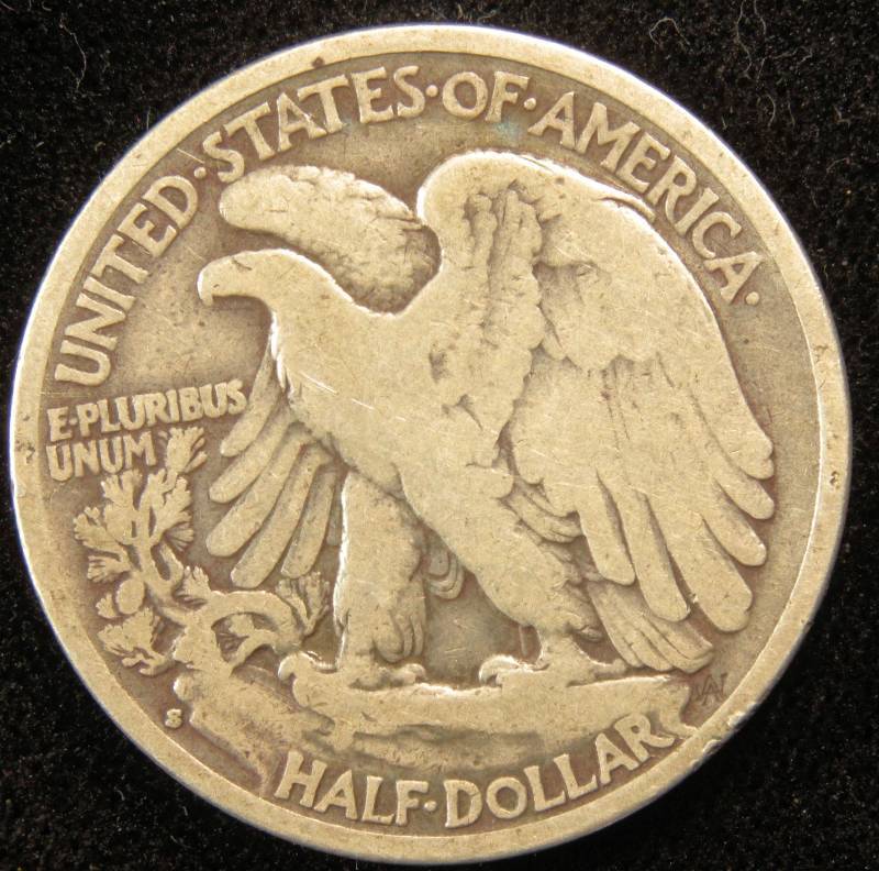1936 S WALKING LIBERTY SILVER HALF DOLLAR FINE