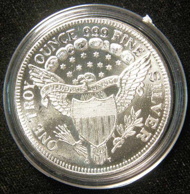 1 TROY Oz. .999 FINE SILVER ROUND DRAPED BUST STYLE IN AIRTITE HOLDER