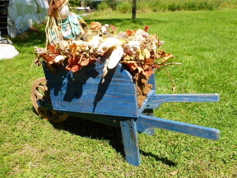Wooden Wheel Barrow Decoration
