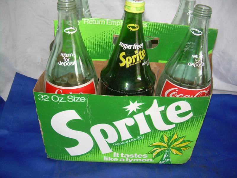 set of 6 vintage bottles 5 coke 1 sprite