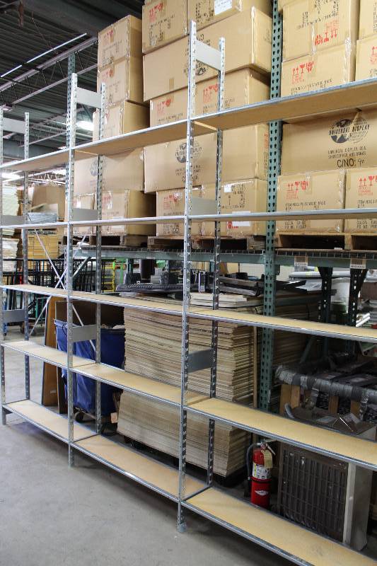 lot 17 image: Shelving Lot Including Uprights, 10 x 12, (app. 4 ct.) Shelves, 48 x 12, (app. 15 ct).