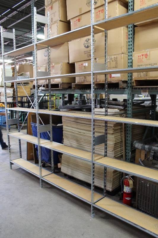 lot 18 image: Shelving Lot Including Uprights, 10 x 12, (app. 4 ct.) Shelves, 48 x 12, (app. 15 ct).