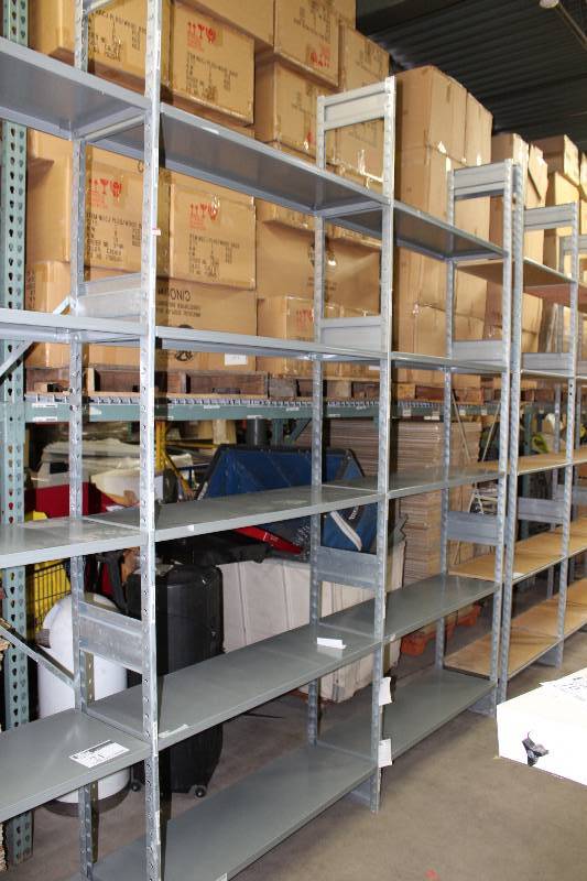 lot 21 image: Shelving Lot Including Uprights, 10 x 15, (app. 4 ct.) Shelves, 48 x 15, (app. 15 ct).