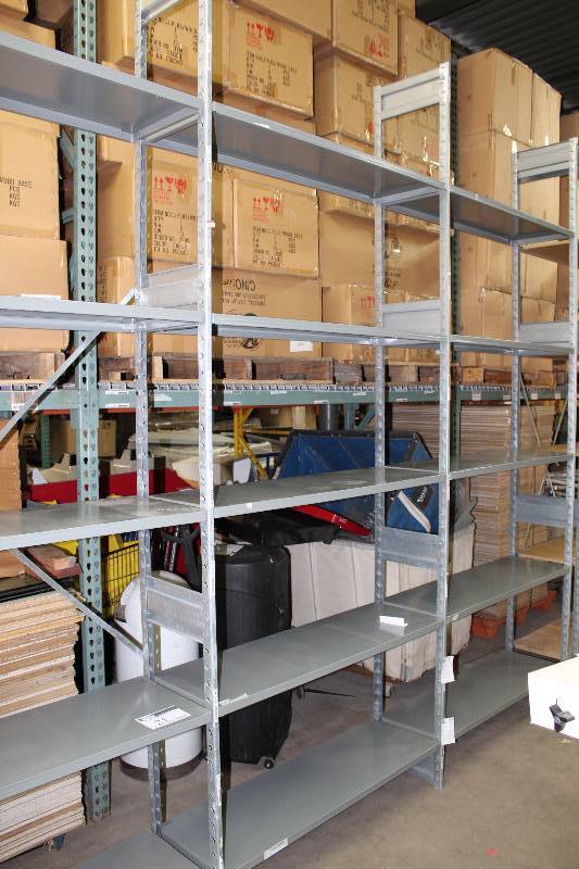 lot 19 image: Shelving Lot Including Uprights, 10 x 15, (app. 4 ct.) Shelves, 48 x 15, (app. 15 ct).