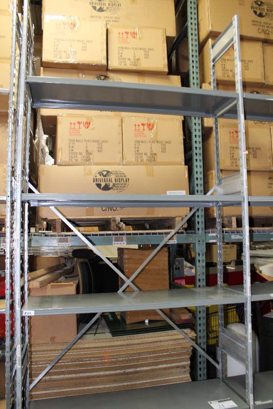 lot 20 image: Shelving Lot Including Uprights, 10 x 15, (app. 4 ct.) Shelves, 48 x 15, (app. 15 ct).