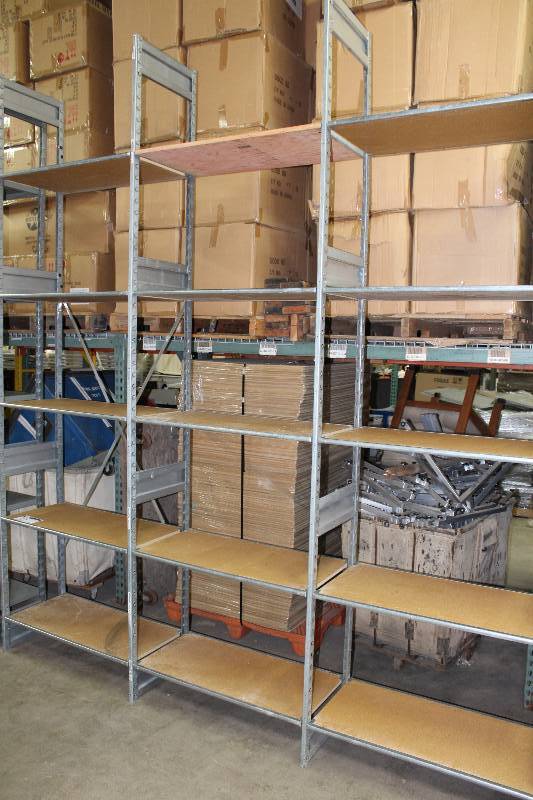 lot 22 image: Shelving Lot Including Uprights, 10 x 18, (app. 4 ct.) Shelves, 36 x 18, (app. 15 ct).