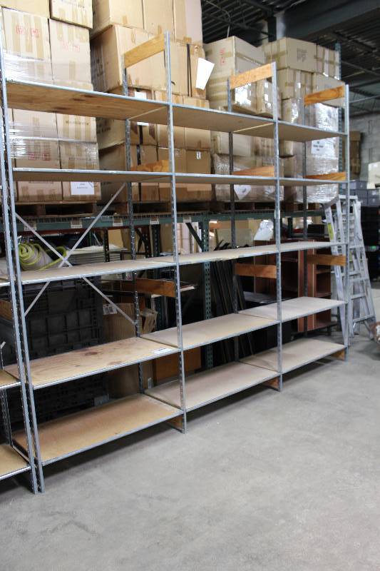 lot 25 image: Shelving Lot Including Uprights, 10 x 24, (app. 4 ct.) Shelves, 48 x 24, (app. 15 ct).