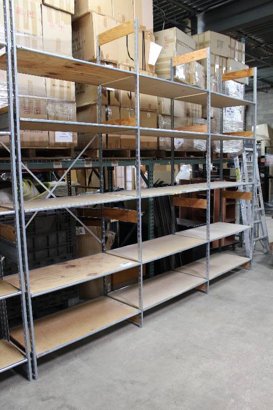 lot 24 image: Shelving Lot Including Uprights, 10 x 24, (app. 4 ct.) Shelves, 48 x 24, (app. 15 ct).