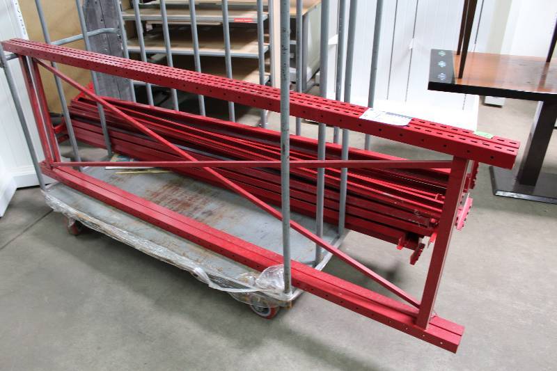 lot 7 image: Pallet Racking Lot Including Red Rucking Uprights, 8 Height x 30 Width, (app. 2 ct.) Beams 8 x 3 x 4 (app. 12 ct).